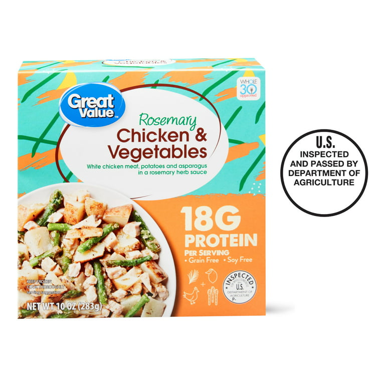 Great Value Whole 30 Rosemary Chicken & Vegetables Meal, 10 oz Box (Frozen)  