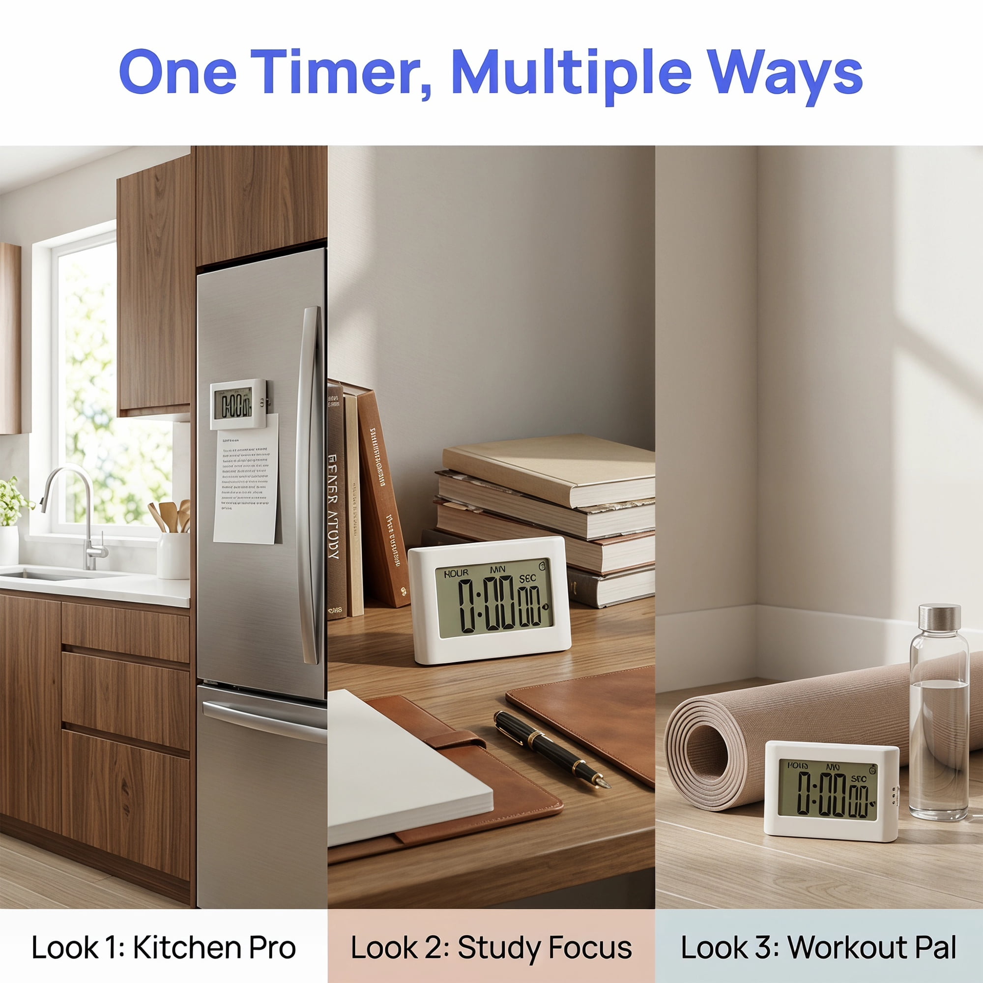 Unique Bargains Kitchen Timer with Loud Alarm and Magnetic Backing for Cooking Gray