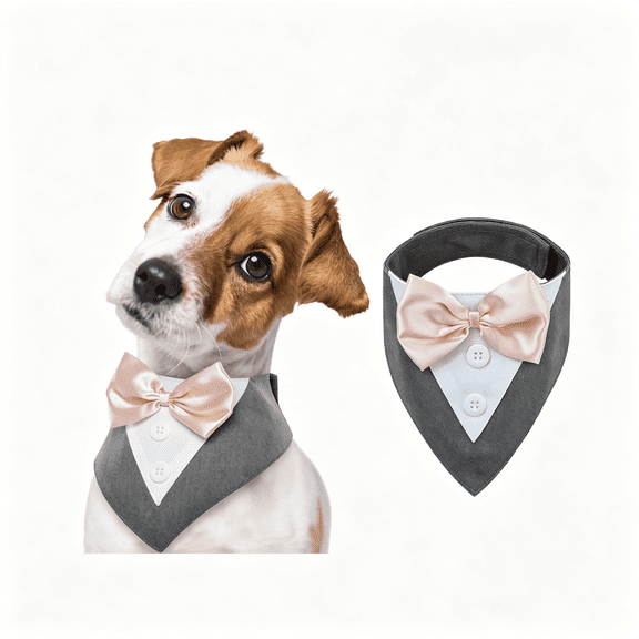 GASTROPOD Dog Tuxedo for Large Dogs,Dog Formal Suit Dogs Attire Pet Bow Tie Puppy Party Costumes Cat Tux Outfits Pets Bandana Cosplay Adjustable Bowties Wedding Birthday Valentines Grey L