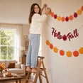 thumbnail image 6 of Harvest Festival Felt Banner 3 Pack Maple Leaf Pumpkin Fall Garland Decor, 6 of 7
