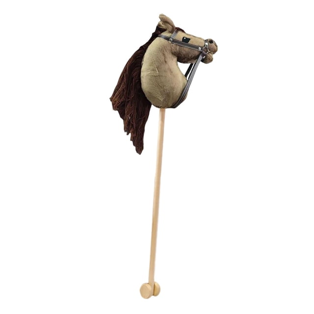Fiocias Jouet Cheval en Peluche Perche en Peluche Cheval de Passe-Temps Perche en Bois Poignée Roues Effets Sonores Réalistes Fabriqué à la Main Construction Robuste Convient pour Enfants Cadeau Anniversaire Usage à la Maison Brun Clair