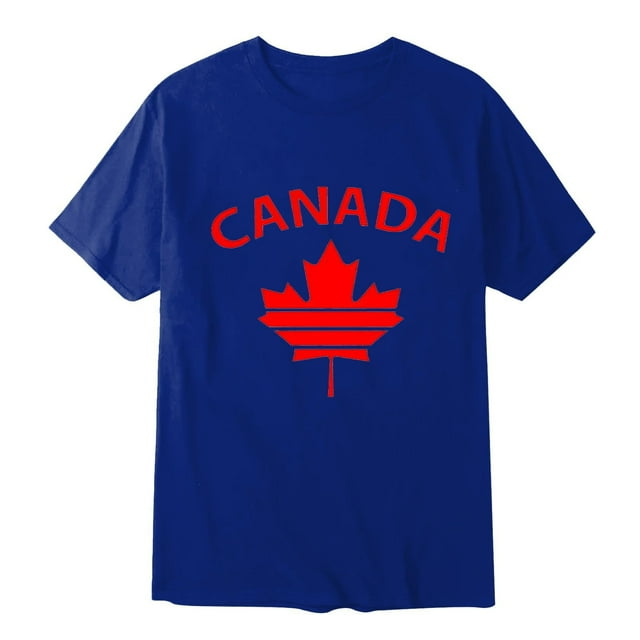 Chandail Canada Homme Drapeau Canadien Manches Courtes T-Shirt Érable Haut Col Ras du Cou T-Shirt pour Homme