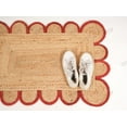 thumbnail image 2 of Area Rug Natural Jute Hand Braided Rug Red Scalloped, 2 of 5