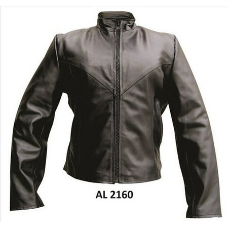 Ladies Small Size Buffalo Leather full sleeve removable zip out lining plain Biker