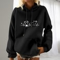 thumbnail image 2 of IROINNID Women's Long Sleeve Hoodie Mid-Length Leisure Christmas Print Pocket Sweatshirts Shirt Pullover, Black, 2 of 5