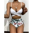 thumbnail image 2 of XCHQRTI Women Sexy Bikini Split Swimsuit Push up Sexy Suspender Cross Bundling Bathingsuit Mesh 3 Piece Printed Swimwear, 2 of 5