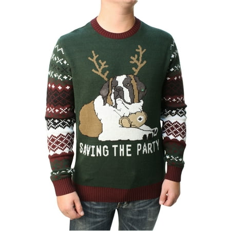 Ugly Christmas Sweater Men's Saving The Party Light Up Pullover Sweatshirt