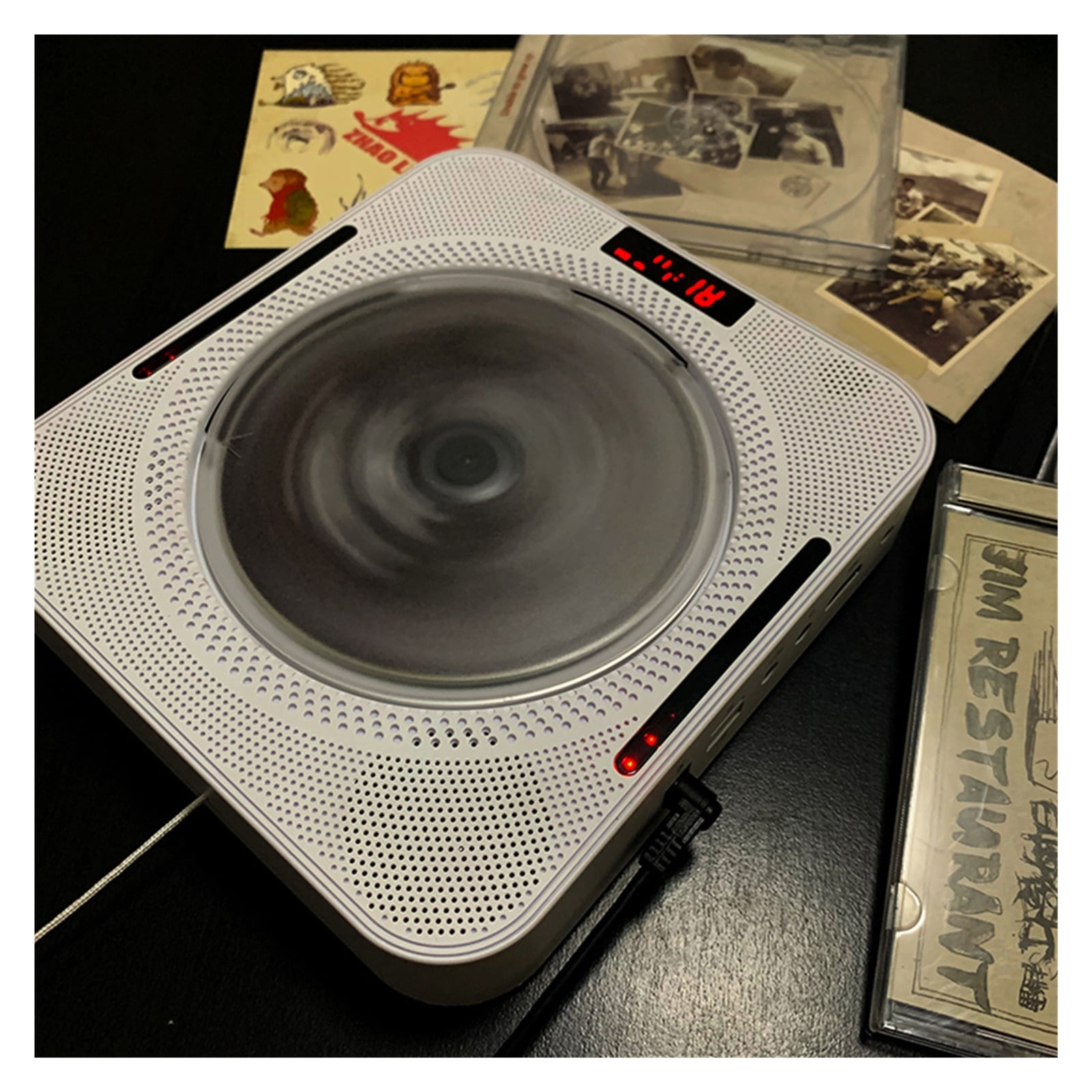 Portable CD Player Wall Mountable CD Music Player Remote Control FM Radio HiFi Speaker With USB 3.5mm LED Screen ,Easy to Use