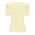 thumbnail image 7 of aidice Summer T Shirts for Women Ribbed V Neck Puff Sleeve Slim Fitted Shirts Casual Comfy Going out Tops, 7 of 7
