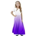 thumbnail image 6 of Girls Maxi Dresses with Pockets Teens Kids Short Sleeve Crewneck High Waisted Gradient Printed Pleated Beach A-Line Dress Size 4-14, 6 of 8