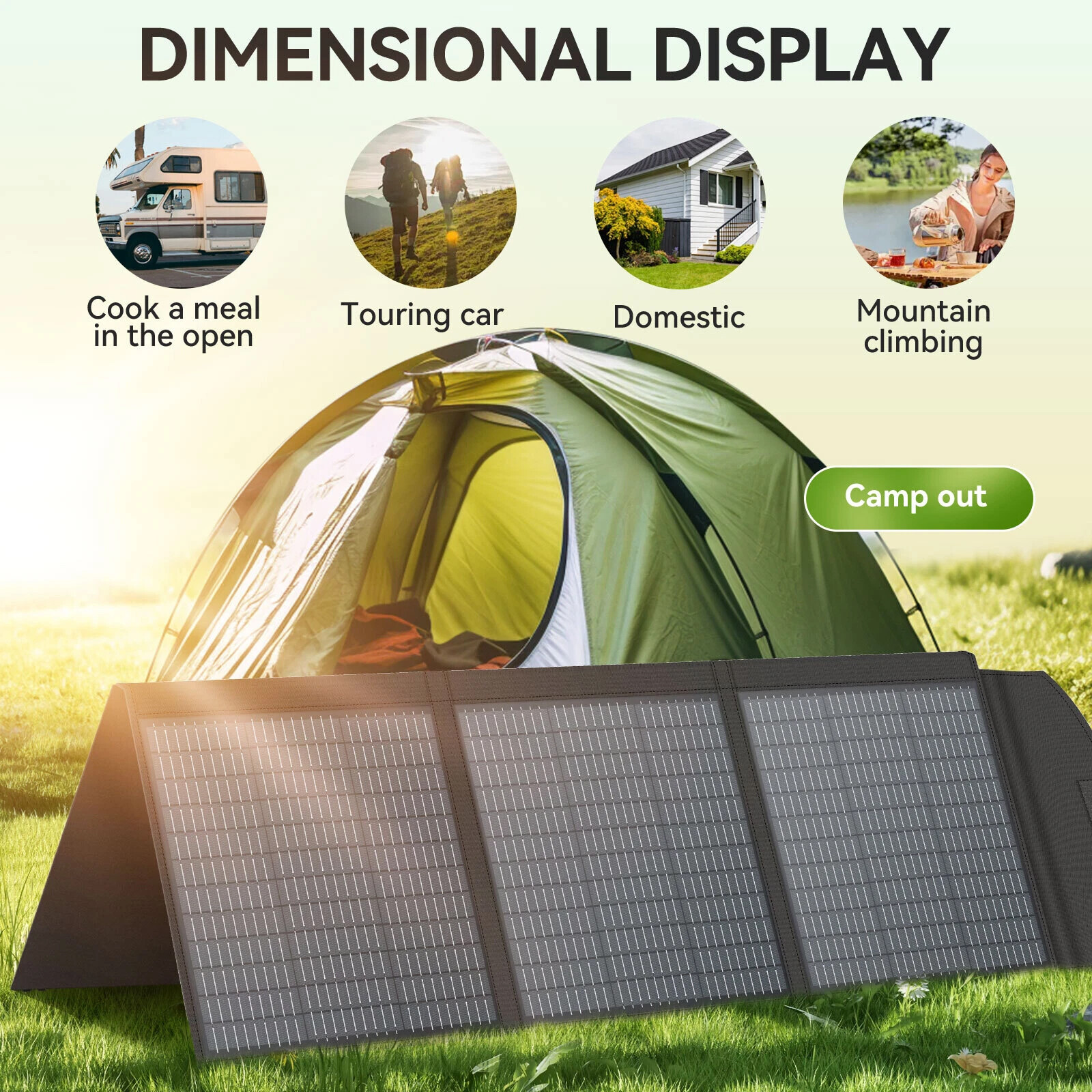 400W Portable Solar Panel Foldable for Power Station RV Camp Car /W Carry Case