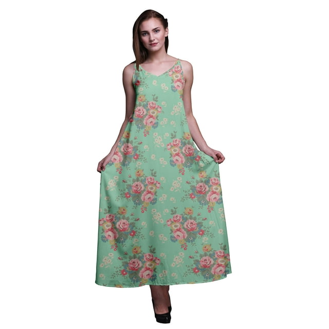 Bimba Robe Longue en Rayonne Imprimée Florale pour Femmes Chic Bohème Été Maxi Plage - Petite