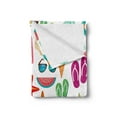 thumbnail image 2 of Beach Soft Flannel Fleece Throw Blanket, Summer Trees Bikini Glasses Umbrella Starfish Watermelon Abstract Vacation, Cozy Plush for Indoor and Outdoor Use, 50" x 70", Multicolor, by Ambesonne, 2 of 5