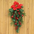thumbnail image 3 of Rovga Christmas Decor Stairs Christmas Swag Garland Teardrop Swag Door Hanging With Ribbon Bow And Red Berries Outside Artificial Wreath For Holiday Wall Door Lintel Festival Decor A One Size, 3 of 9