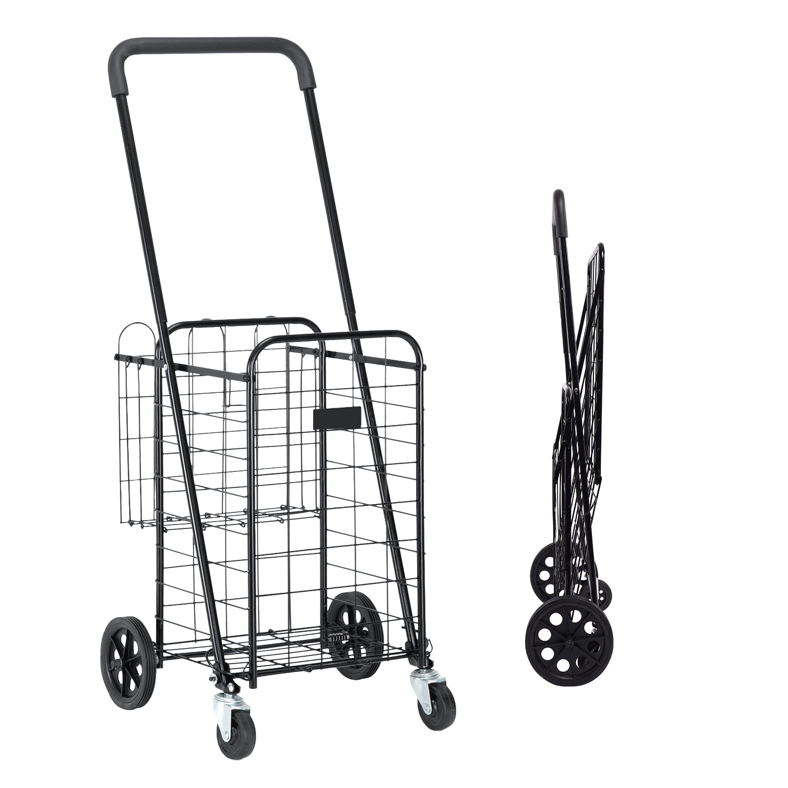 Oshion Folding Shopping Cart Basket Rolling Utility Trolley With