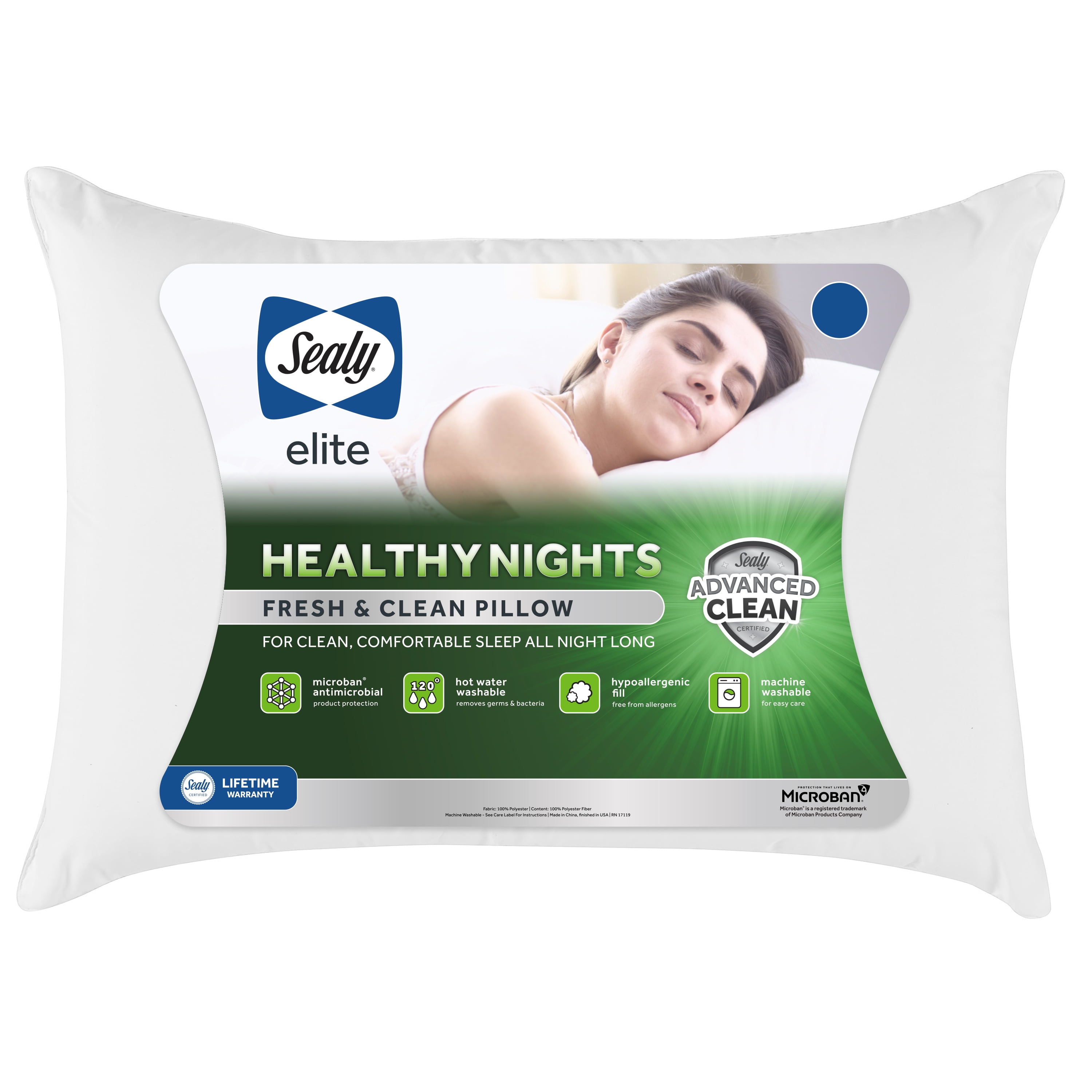 Sealy Healthy Nights Pillow, Standard/Queen
