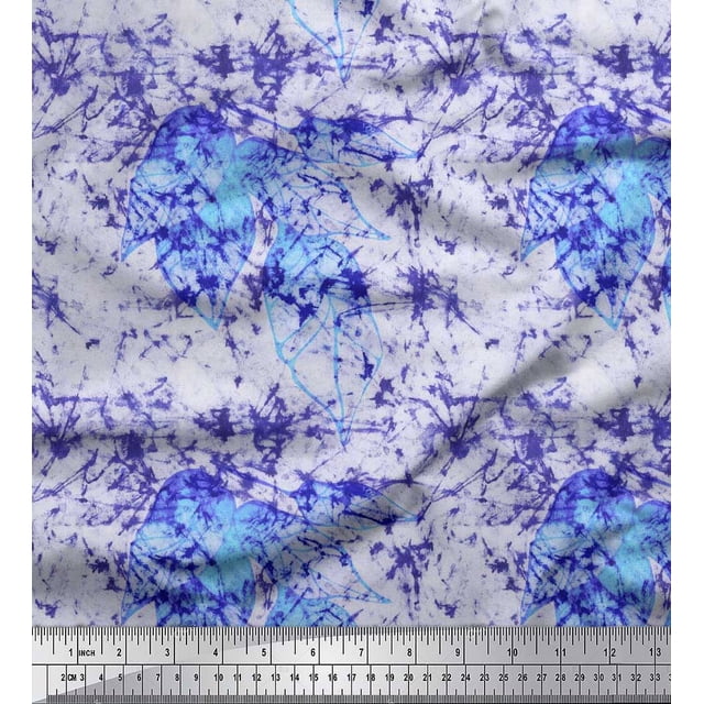 Soimoi Modal Satin Fabric Leaves & Texture Printed Craft Fabric by the Yard 42 Inch Wide