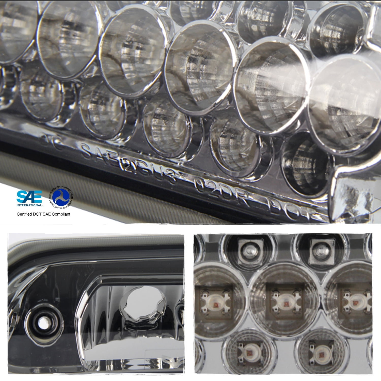 AKKON - For 2002-2006 Dodge Ram 1500 2003-2006 2500 3500 Pickup Truck Smoked Tail Lights + LED Smoked 3rd Third Brake Lamps
