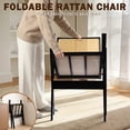 thumbnail image 6 of Folding Dining Chairs Set Of 2, Bamboo Folding Chair With Rattan Backrest & Seat, Sturdy Rubber Bamboo Frame, Arm Accent Chairs For Living Room, Kitchen, Wedding Party, No Assembly | Black Color, 6 of 9