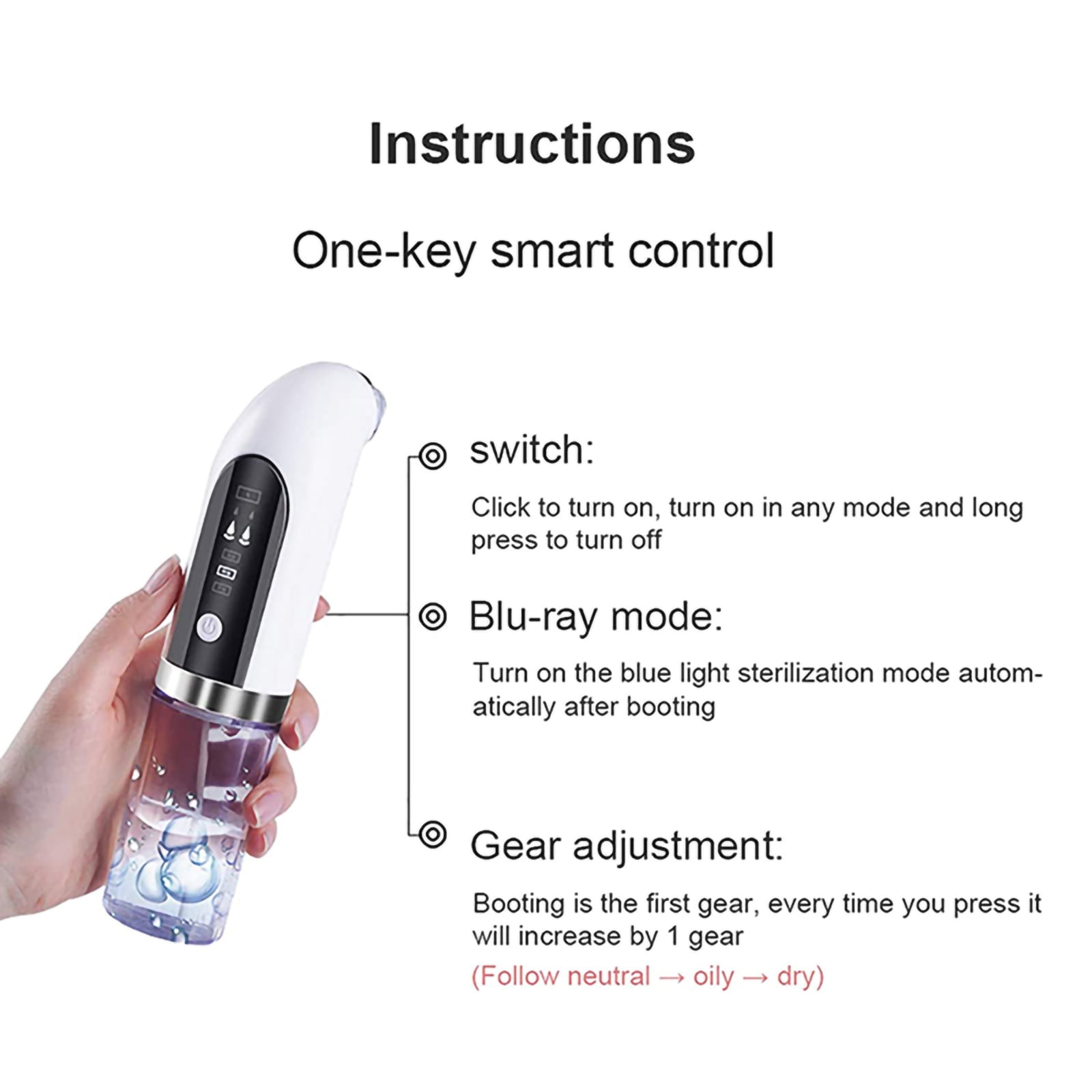 Blackhead Remover Pore Vacuum, with 6 Suction Heads Replaceable, Facial Cleaner Micro Bubble Beauty Instrument Electric Strong Suction Comedone Extractor Tool for Acne Removal Blackhead Sucker, White