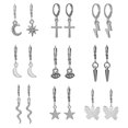 thumbnail image 1 of Juego De 9 Pares De Pendientes De Aro Para Mujeres Y Niñas, Pendientes De Aro De Estrella De Mariposa Con Abalorios Colgantes Eigraketly AP006378-02, 1 of 6