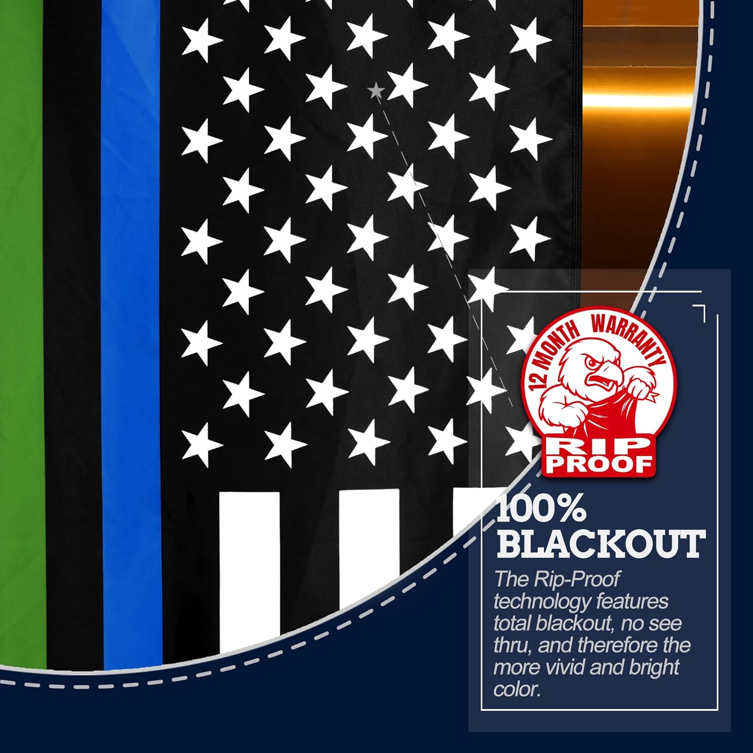 Anley Rip-Proof Double Sided 3-Ply Thin Blue Red and Green Line USA Flag 3x5 Foot - Honoring Police Officers Firefighter and Border Patrol Agents Flags