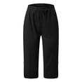 thumbnail image 4 of Capri Pants for Women Summer Solid Slim Trousers Pocket Side Slit 7/8 Length Casual Womens Pants Black L, 4 of 7