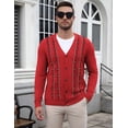 thumbnail image 6 of COOFADNY Mens Cardigan Sweater Vintage Striped V-Neck Long Sleeve Button Down Knitted Sweaters, 6 of 8