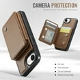 thumbnail image 3 of Allytechgroup 2 In 1 Wallet Case for iPhone 16e, Detachable Magnetic Back Cover Cards Holder Premium PU Leather Stand RFID Blocking Bumper Shockproof Case Cover for iPhone 16e, Brown, 3 of 11