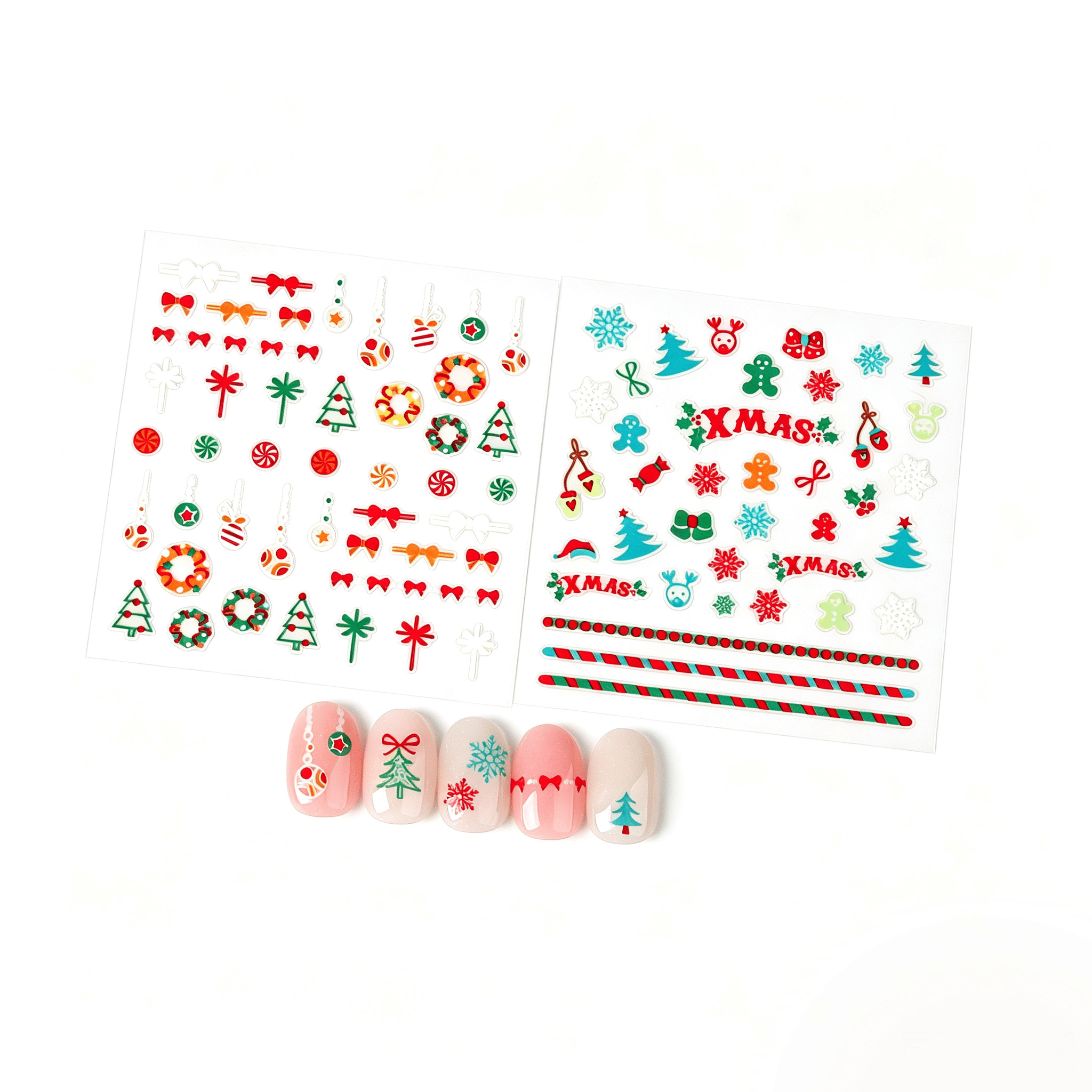 Holiday Nail Art Decals for Festive DIY Manicure, Santa, Reindeer, Snowflake & Tree Designs