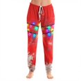 thumbnail image 4 of Women's Christmas Print Pajama Pants, Elastic Waist Tapered Casual Jogger Trousers, Holiday Cozy Soft Winter Sleepwear Bottoms Red XL, 4 of 5