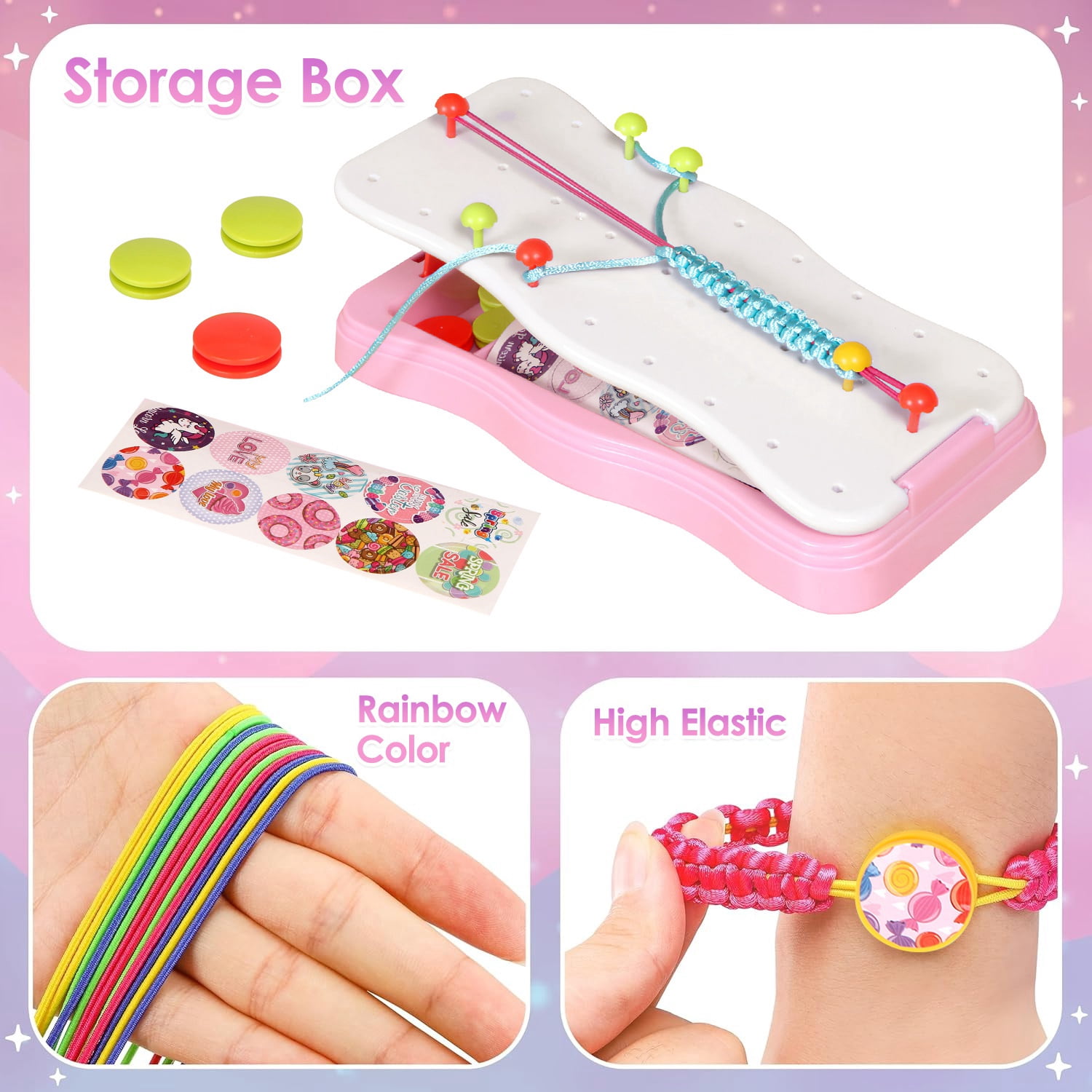66Pcs DIY Charm Bracelet Making Kit with Gift Box, Jewelry Making Kit for 6-12 Years Old Kids