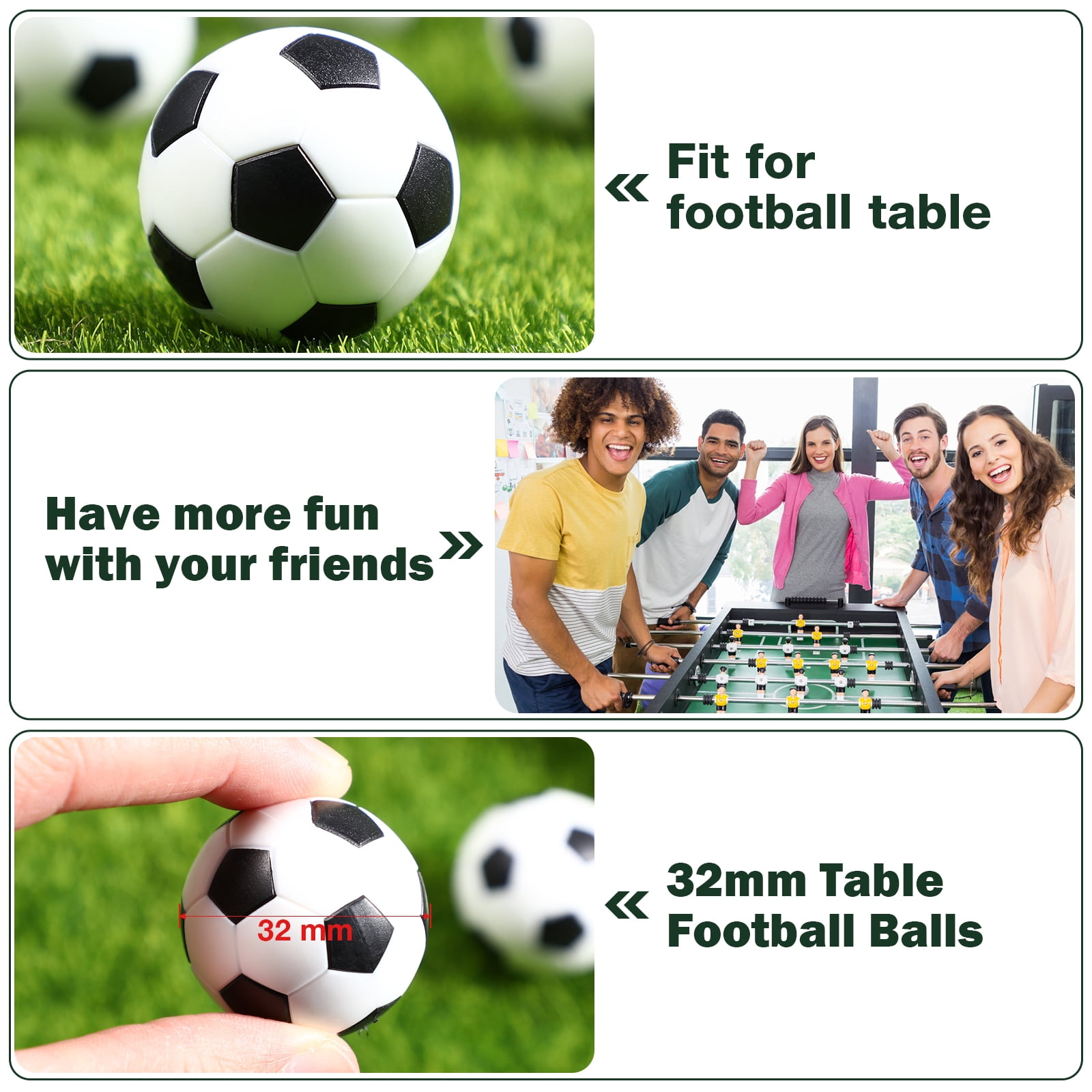 6 compte 32mm en plastique Table de soccer baby-foot balles de football  Fussball