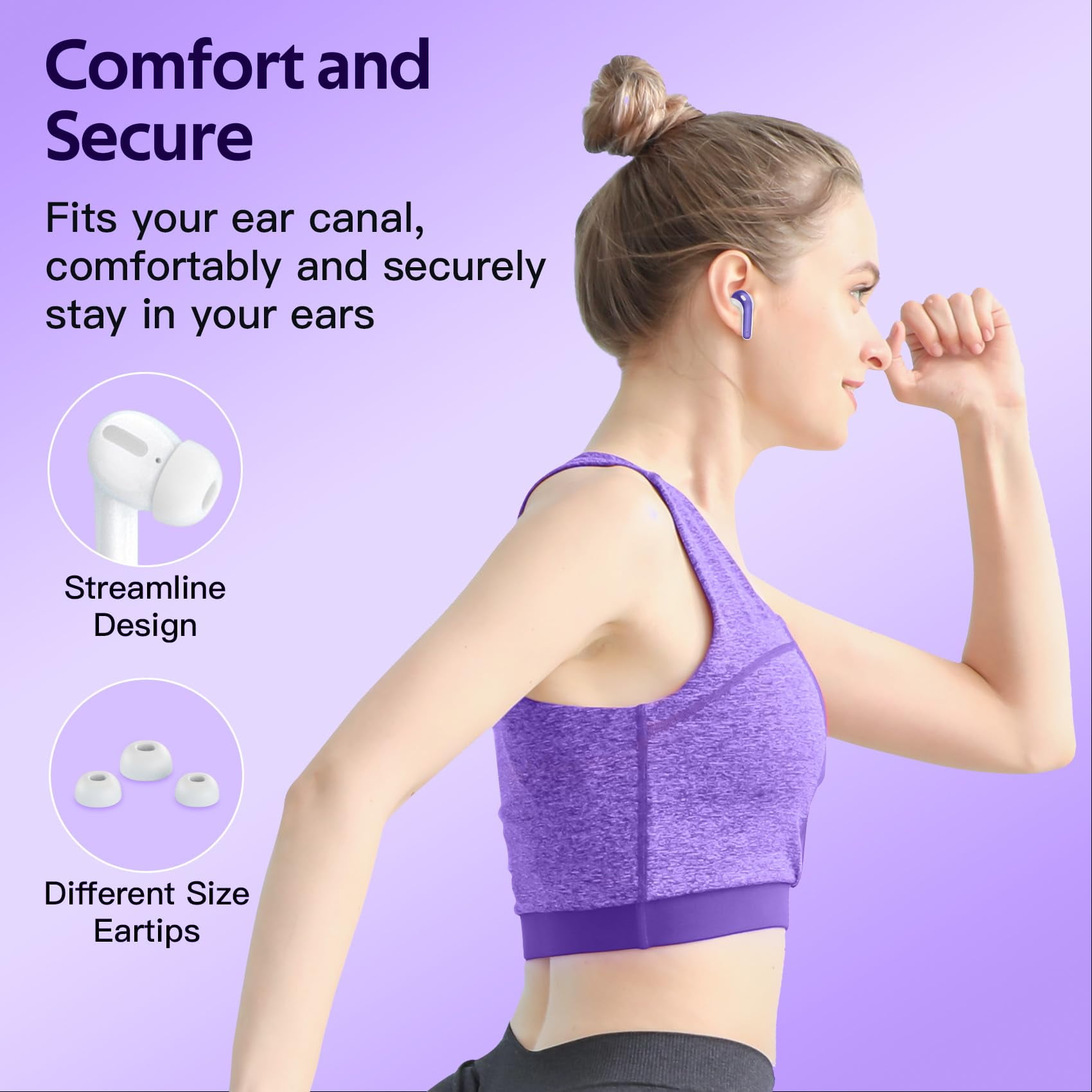 TAGRY Bluetooth Headphones True Wireless Earbuds 60H Playback LED Power Display Earphones with Wireless Charging Case IPX5 Waterproof in-Ear Ear buds with Mic for TV Smart Phone Laptop Computer