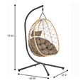 thumbnail image 5 of LeisureMod Single Person Egg Swing Chair Powder-Coated Iron Stand in Brown and Steel Chains with Removable Cushions Summit Collection in Brown, 5 of 11