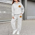 thumbnail image 2 of JAJAHO Kids Sweatsuits 2 Piece Halloween Outfits Sizes 2-13 Pumpkin Print Hoodie And Sweatpants Set Fall Winter Tracksuits, 2 of 4