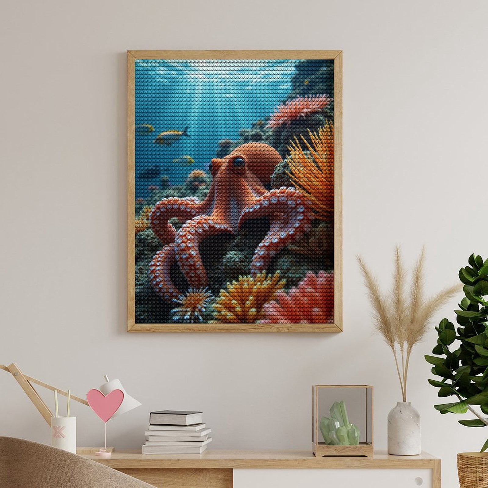Diamond Art Kits for Adults, Octopus Underwater Coral Reef Scene 5D Diamond Painting Kits for Adults Beginners, DIY Full Drill Diamond Painting, Gem Art and Crafts 12x16
