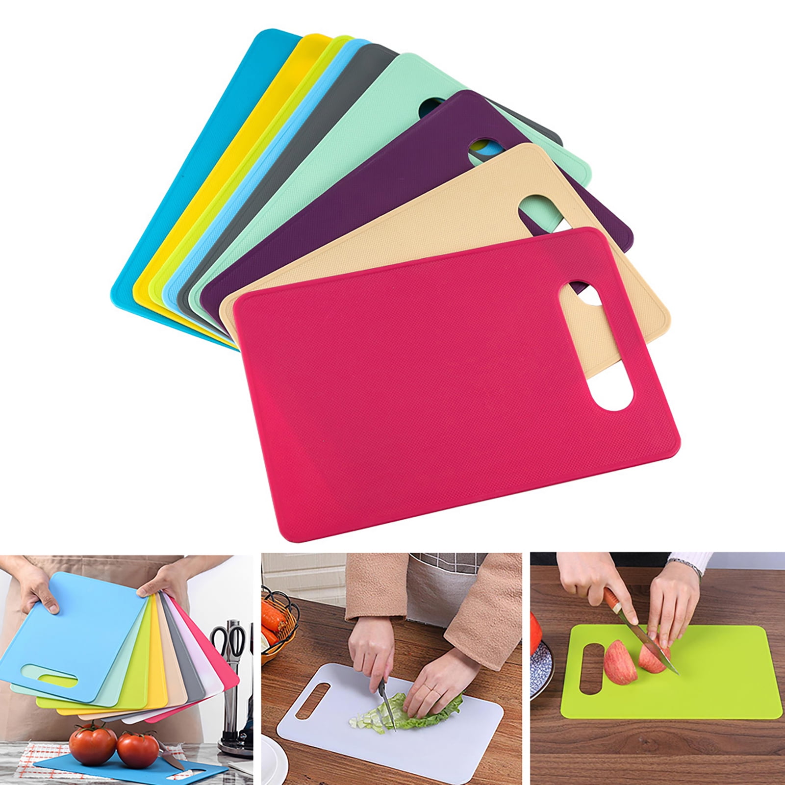 Grandest Birch 10PCS Cutting Board Anti-slip Kitchen Tool Candy Color Chopping Board Food Cutting Block Mat for Kitchen,Purple