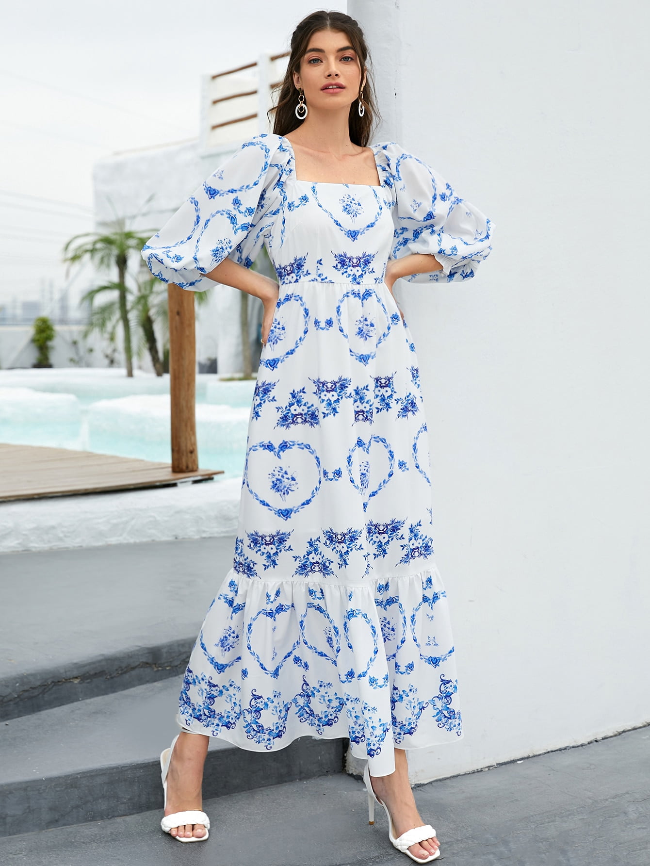 Women's 1 PC Square Neck Puff Sleeve 