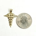 thumbnail image 2 of New 10k yellow solid Gold caduceus medical sign Pendant charm fine jewelry 1.1g, 2 of 12