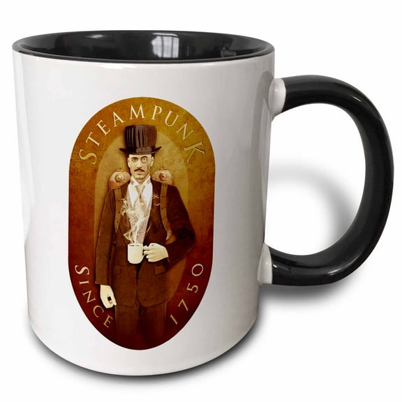3drose, Steampunk, 11oz Two-tone Black Mug