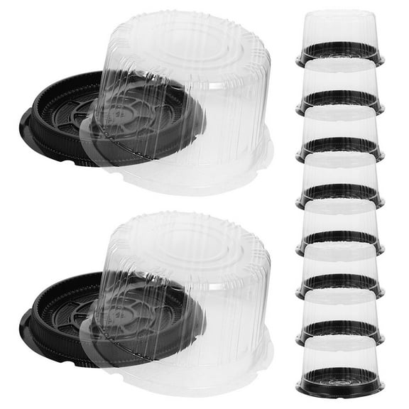 LEORX Clear Round Cake Container with Lids for Bakery Mousse Cakes Wrapping Boxes Portable PET Packaging Boxes 25pcs