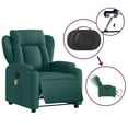 thumbnail image 3 of vidaXL Electric Massage Recliner Chair Dark Green Fabric, 3 of 9