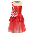 thumbnail image 4 of TSSOE Kids Girls Shiny Sequins Christmas Dance Tutu Dress Xmas Party Dress Ups Santa Claus Clothes Red 8, 4 of 7
