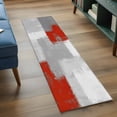 thumbnail image 3 of 2'x6' Rug Runners for Hallways Kitchen, Red Grey Non Slip Entryway Beside Floor Carpet Runner, Abstract Geometric Color Block Oil Painting Washable Laundry Room Bedroom Throw Rugs Mat for Family Pet, 3 of 8