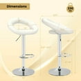 thumbnail image 3 of Costway Set of 2 Bar Stools Adjustable PU Leather Barstools Swivel Pub Chairs White, 3 of 7