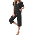thumbnail image 2 of MINTREUS Pajama Sets for Women Notch Knit Top and Capri Pants Pjs Soft Lounge Sets, 2 Piece, Sizes M-3X, 2 of 7