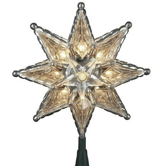 Kurt S. Adler 10-Light 8-Inch Clear 8-Point Star Christmas Tree Topper