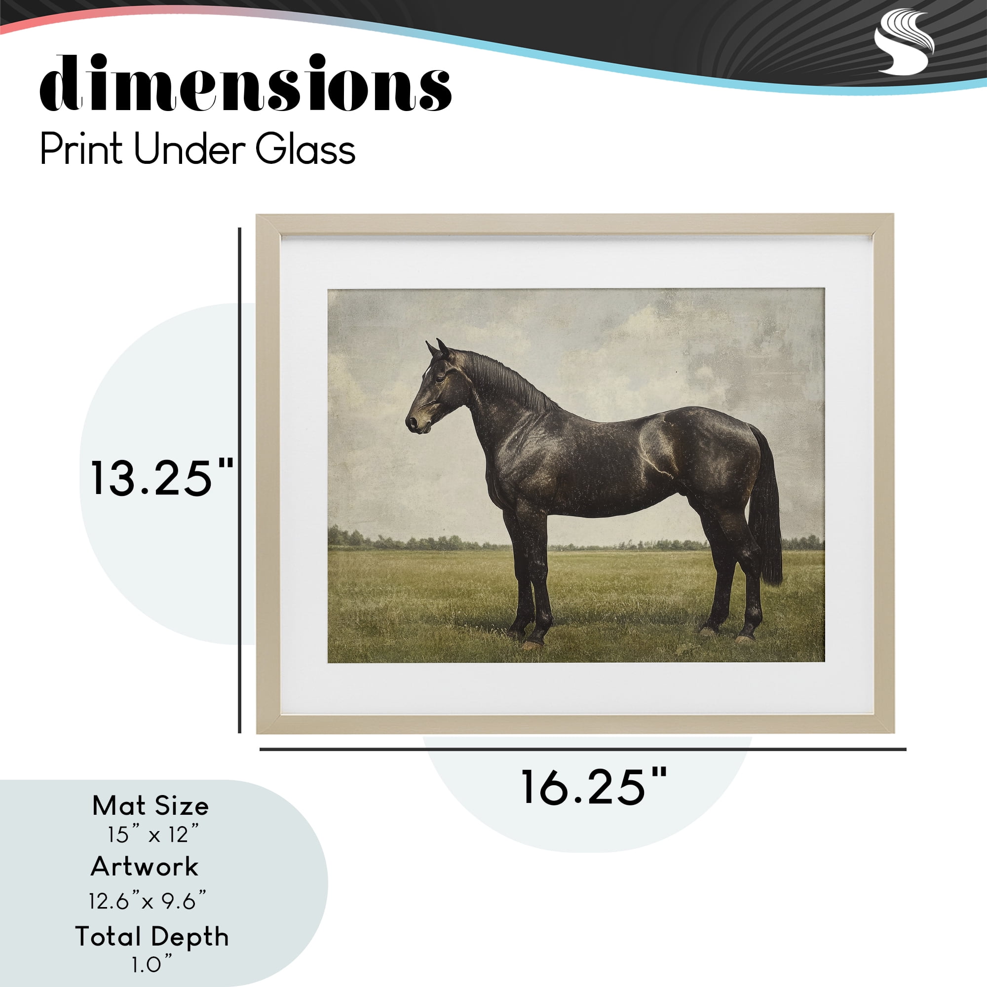 Stupell Industries Espresso Horse in Pastoral Field Birch Framed Print Under Glass, design by Petal Prints Design