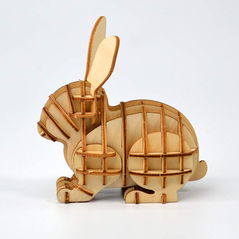 3D Wooden Puzzle Toys for Kids Adults Wooden Animal Rabbit Model Puzzle, Mechanical Puzzles Jigsaw Puzzle Toys Model Kits Assemble Puzzle Educational Toys Gifts for Kids Adults Boys Girls - image 3 of 9